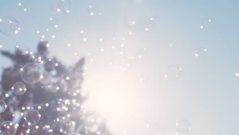 Pompas-De-Jabón-Flotando-En-El-Cielo-Con-Luz-Solar-Diversión-De-Verano-4k