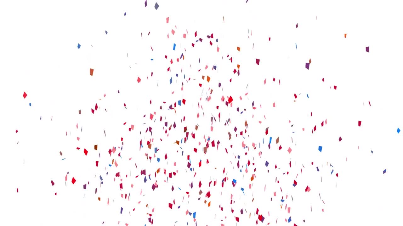 Animazione di coriandoli colorati che cadono su sfondo bianco