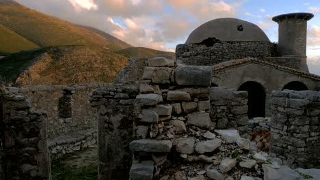 albania, borsh. remains of the sopot castle. ruined mosque. time lapse.