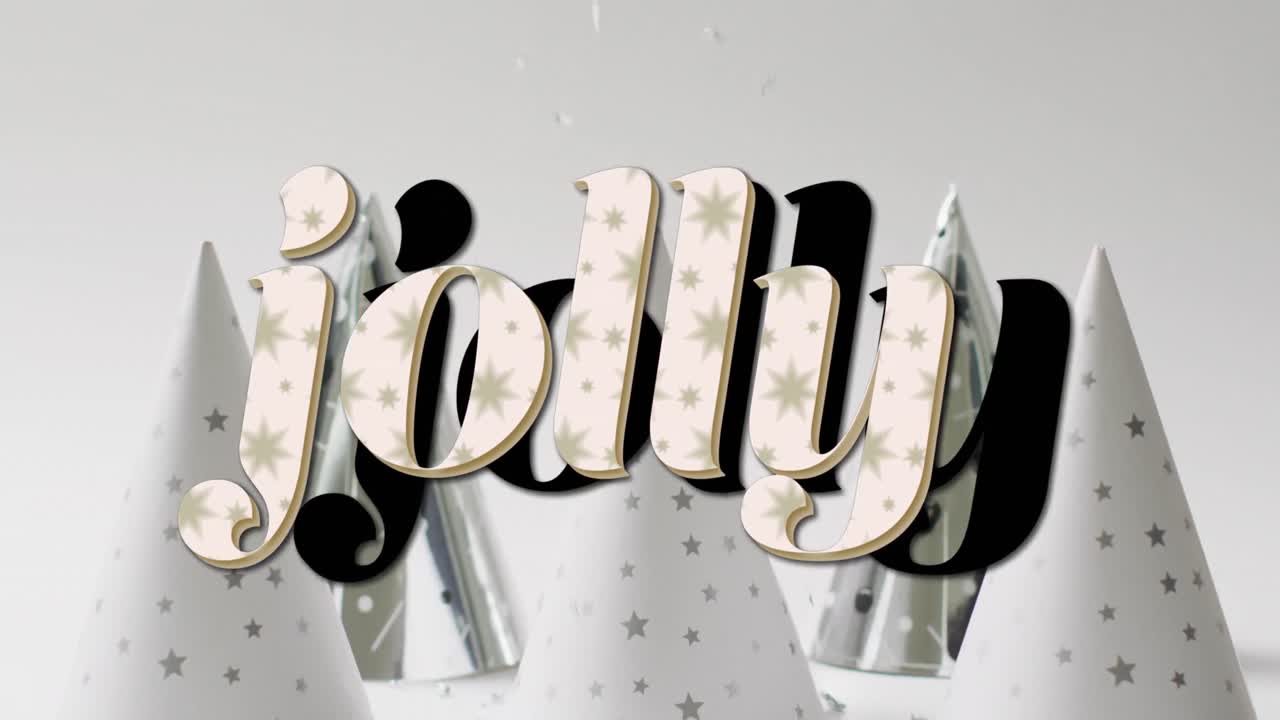 animación de felicitaciones de navidad texto sobre sombreros de fiesta de navidad
