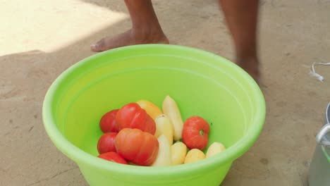 Recoger-Y-Pelar-Verduras-Frescas-Por-Parte-De-Un-Chef-Experto-Africano-Negro-Para-Preparar-Fufu-Comida-Tradicional-De-Ghana-En-África-Occidental