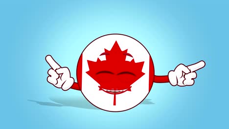 icono de dibujos animados bandera de canada baile con animación de la cara con alfa mate