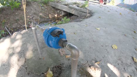 panning shot of displacement water meter