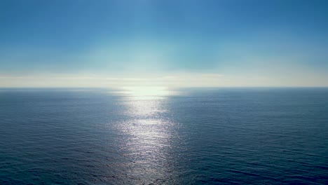 Blue-Sky-Over-the-Pacific,-Golden-Hour-Aerial-Pano