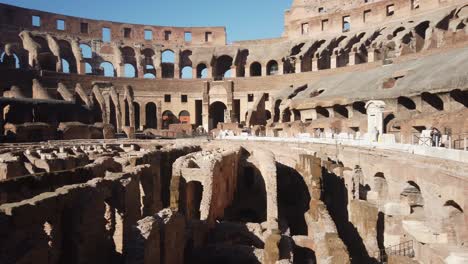 pan l across absent colosseum floor, showing the hypogeum passageways