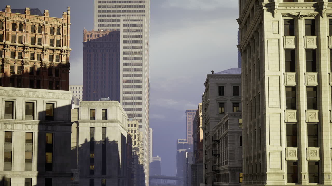 Exploring the urban landscape of a bustling city in the golden hour glow