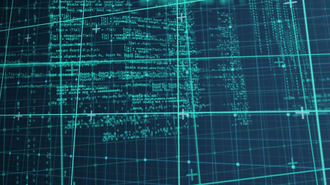 Animation of blue data processing over grid