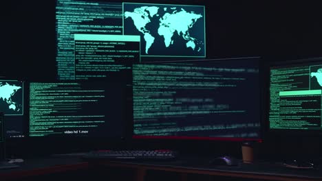 code on multiple computer screens