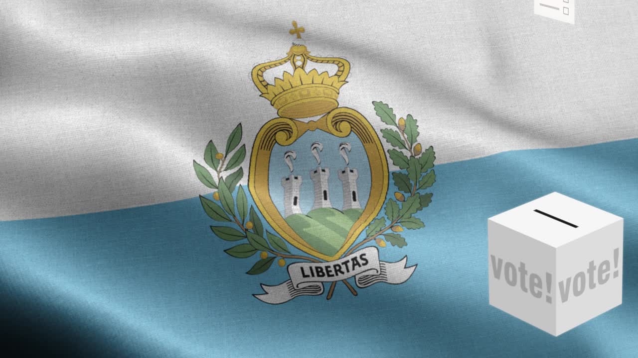 산마리노 선거를 위한 투표용지 - 발 앞에 있는 투표용지 발 - 선거 - 투표 - 산 마리노 국기 - 산 마里노 국기 높은 세부 사항 - 국가 발 산 마리 노 파동 패턴 루프 가능한 요소