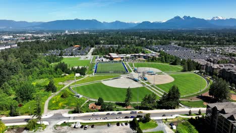 Scenic-Aerial-View-Of-Yorkson-Community-Park-In-Langley,-British-Columbia,-Canada