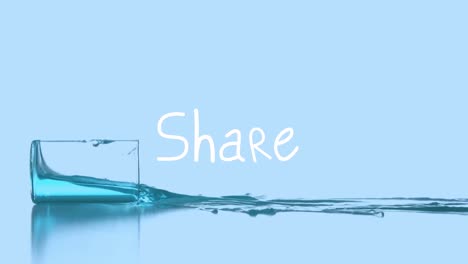 Animation-of-share-over-falling-glass-with-blue-reagent