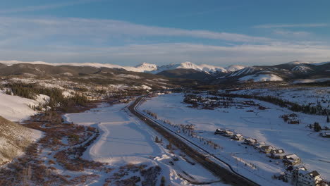 Aerial-Shot-of-Sunset-Over-the-Rocky-Mountains