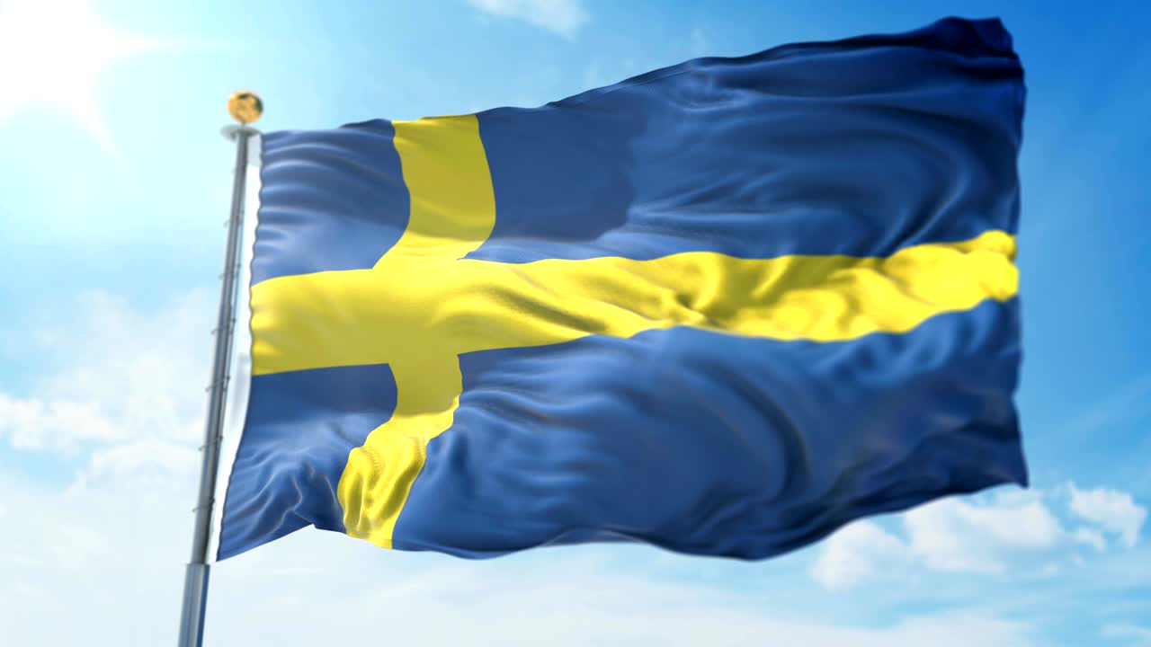 스웨덴 발의 3d 렌더링 영상: 아름다운 섬유 천 줄이 흔들리고 있습니다.