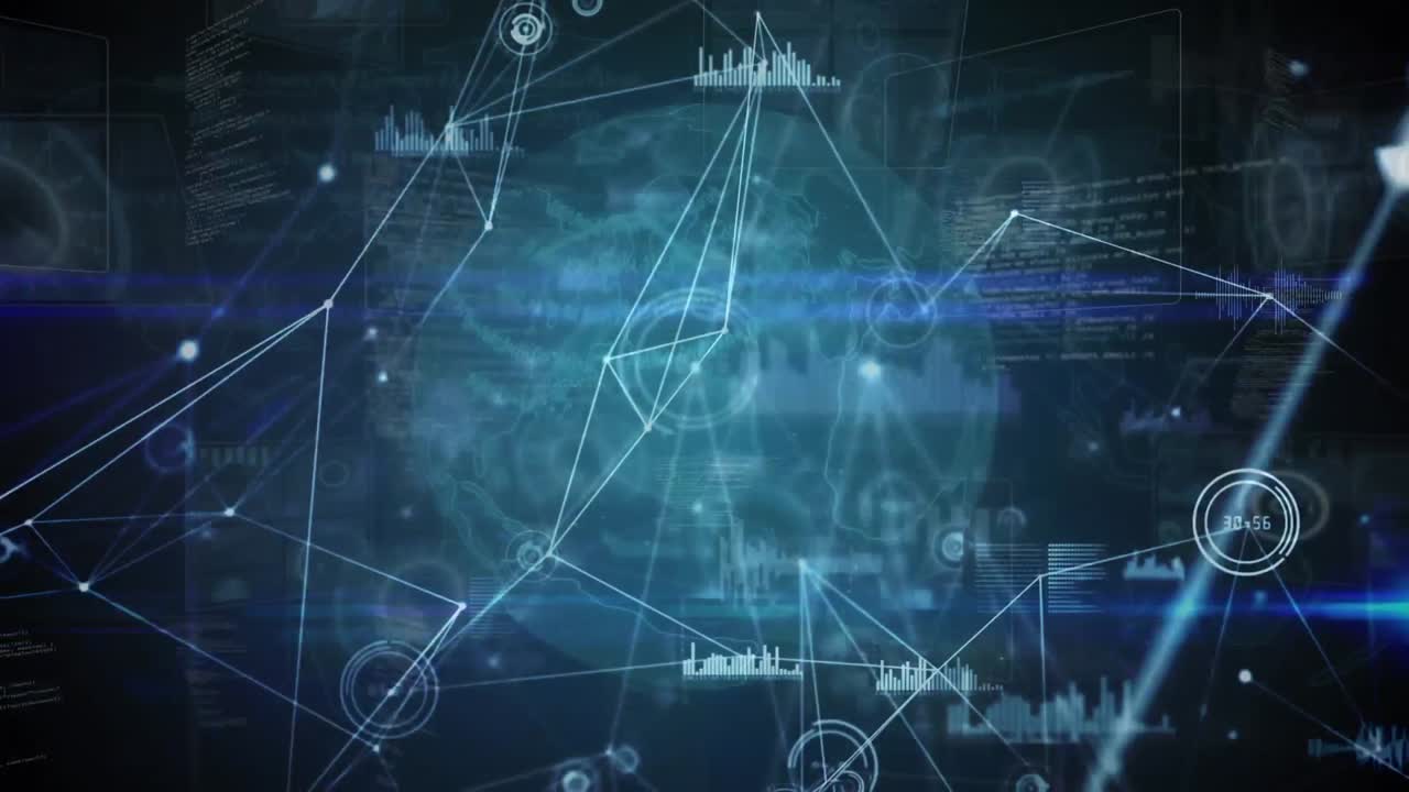 animación del mundo con una red de conexiones con las estadísticas