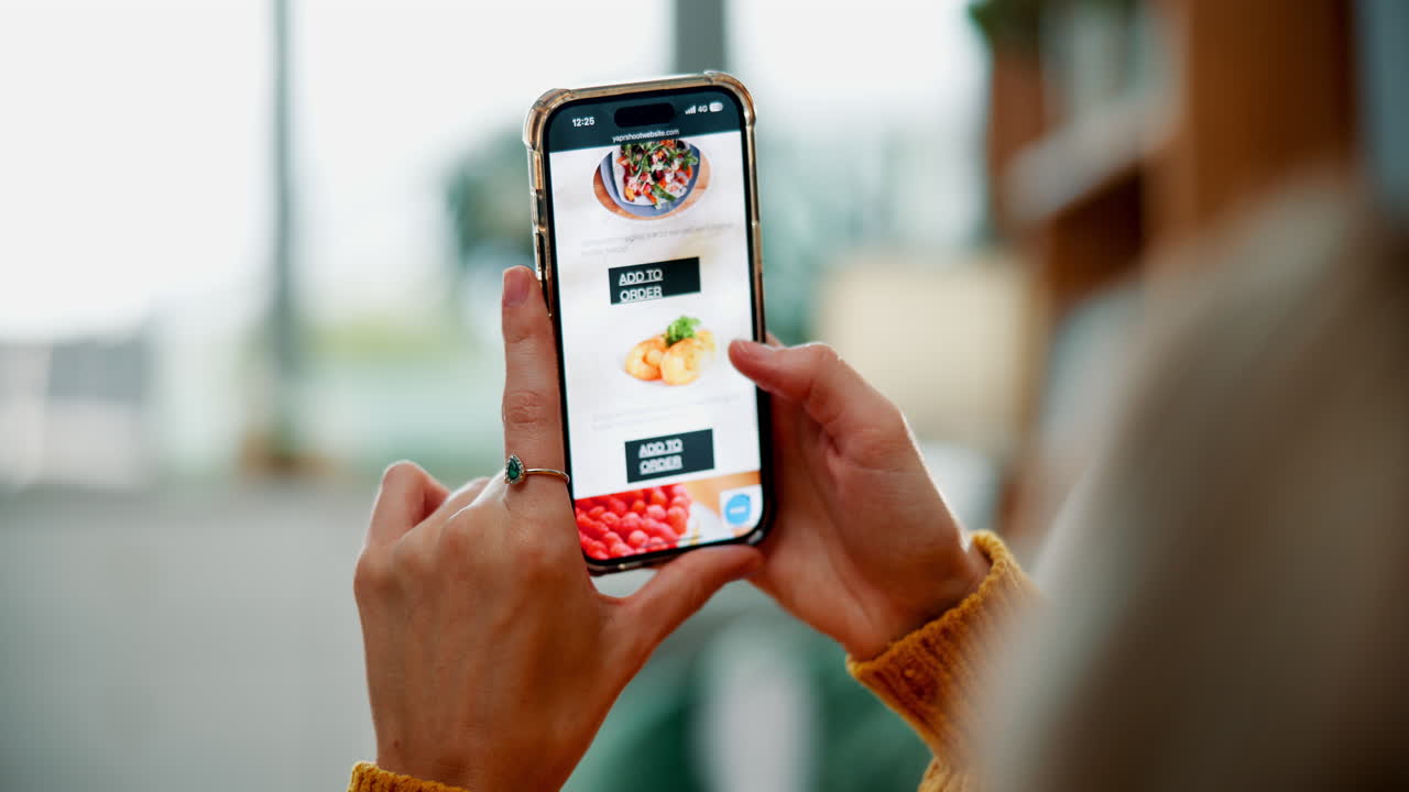 Person using a mobile app to order food online