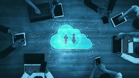 tecnología de computación en la nube y almacenamiento de datos en línea para la red de negocios astuta