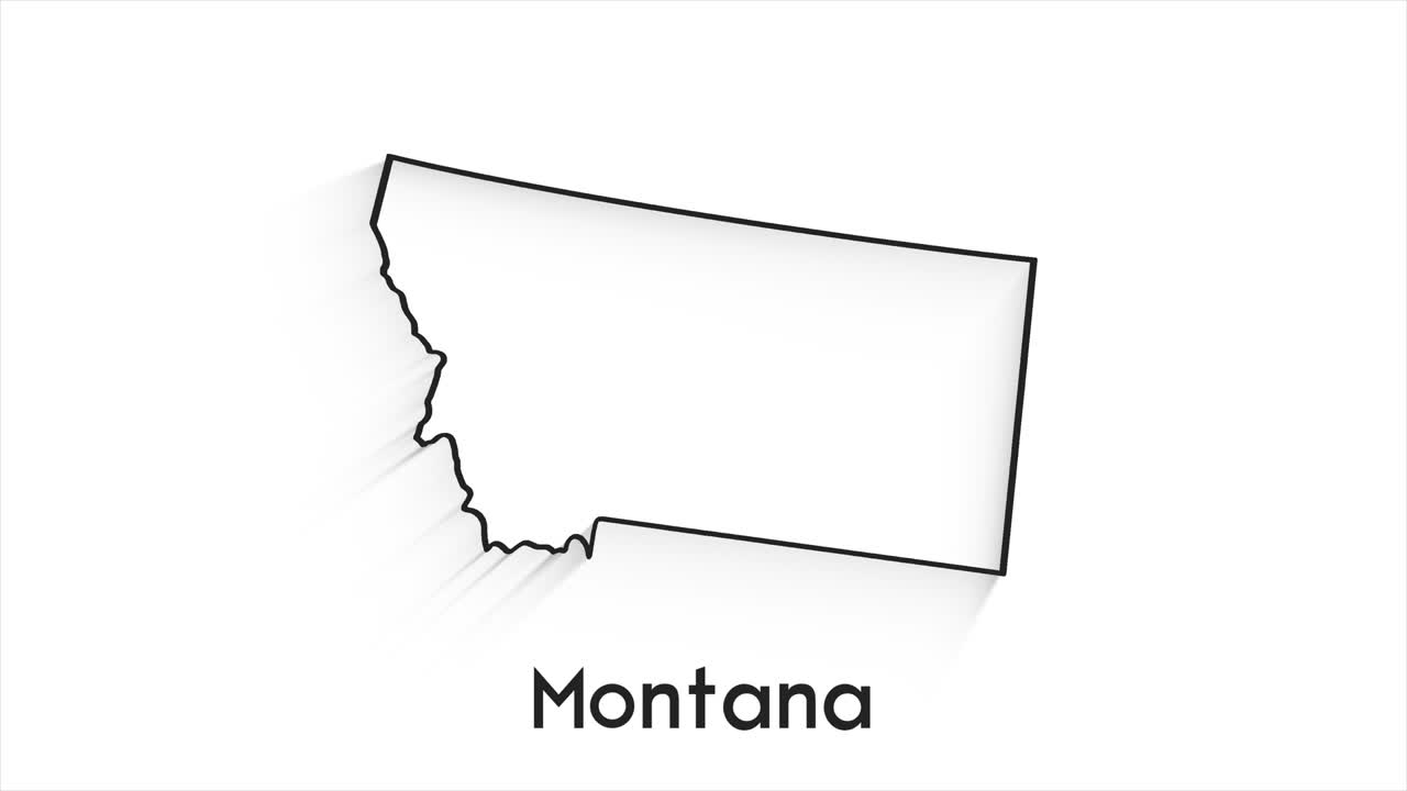 estado de montana de los estados unidos de américa. marcador de ubicación de línea animada en el mapa. fácil de usar con el modo de transparencia de pantalla en su video.