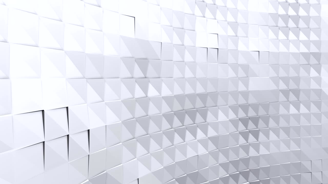 simple baja poli 3d superficie ondulada como fondo psicodélico. suave fondo geométrico bajo poli de polígonos grises blancos puros. fondo de bucle sin costuras 4k full hd con espacio de copia