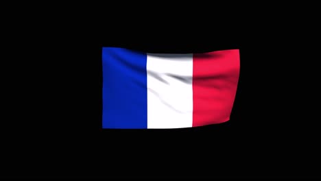 3D-animated-France-flag-waving-on-black-background-with-alpha-channel-included-at-the-end-of-the-clip