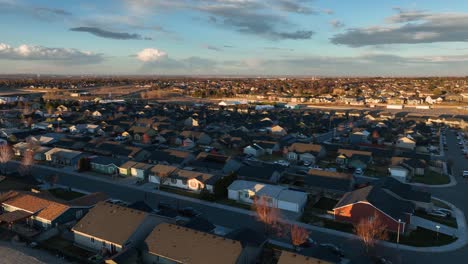 rising aerial view of homes in the tri-cities, part of washington state's desert landscape