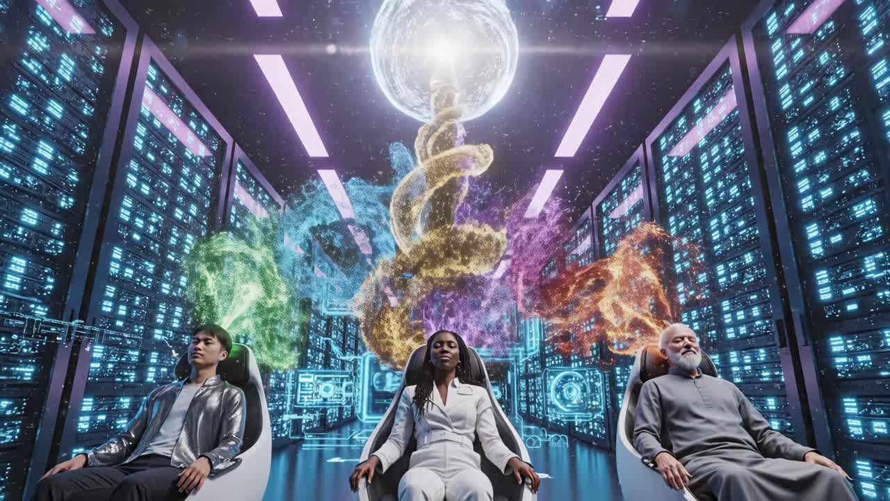 Futuristic Meditation in a Server Room