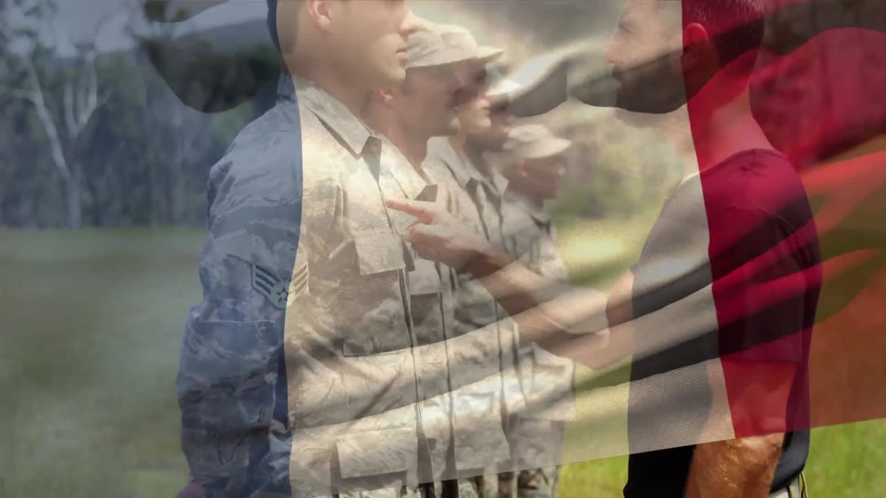 다양한 남성 군인 위에 프랑스  ⁇ 발의 애니메이션