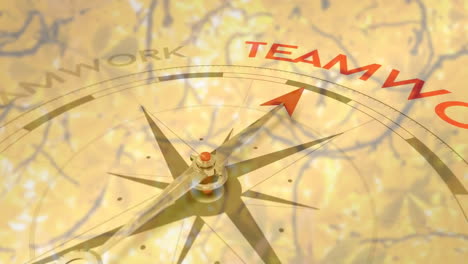 animation of compass spinning with motivation and business text over tree