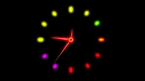 abstract colorful modern neon glow clock animation background