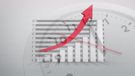 animation of statistics with red arrow and clock ticking