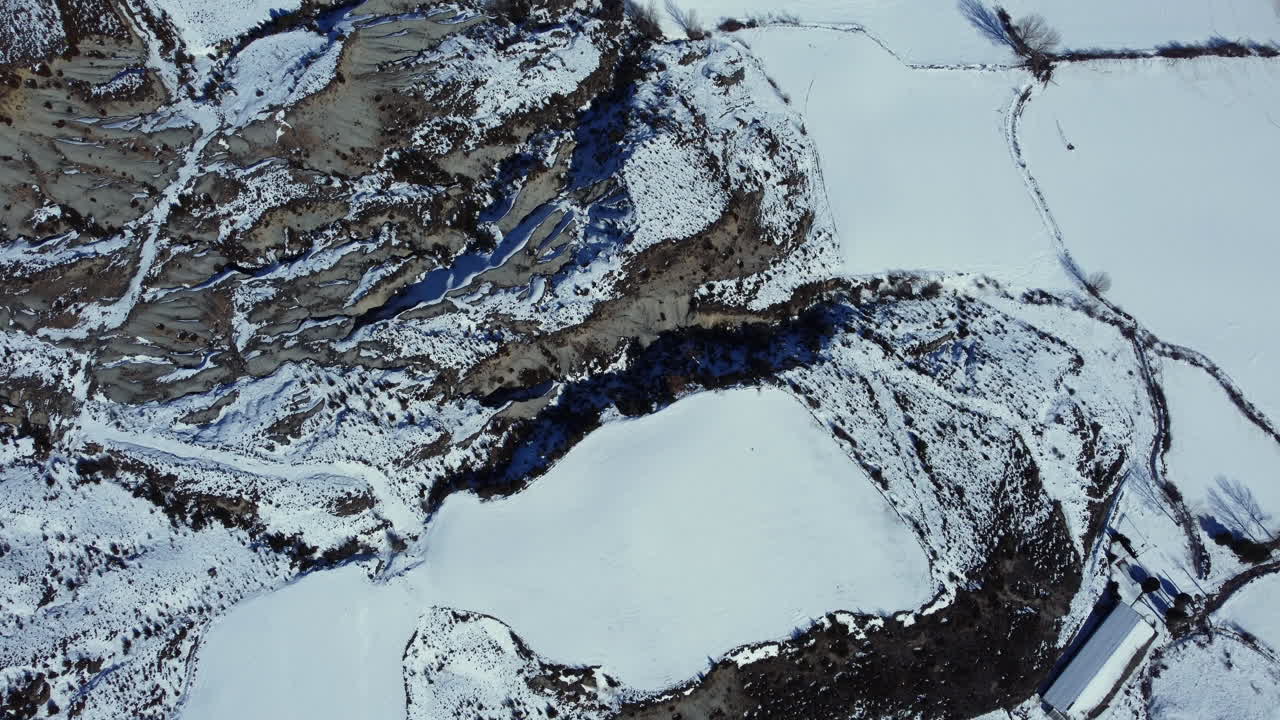 Snowy Landscape with Eroded Terrain