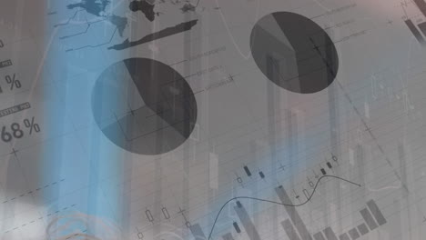 animación del procesamiento de datos financieros sobre un fondo gris