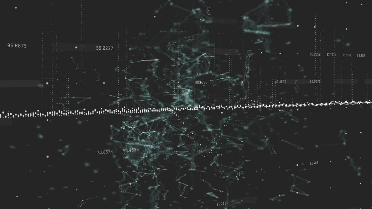 Receiving input, data band animating clusters shifting and spikes rising to show data stabilizing