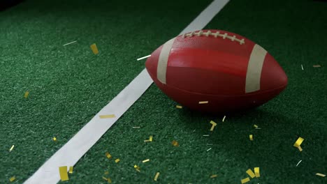 animation of confetti falling over american football ball