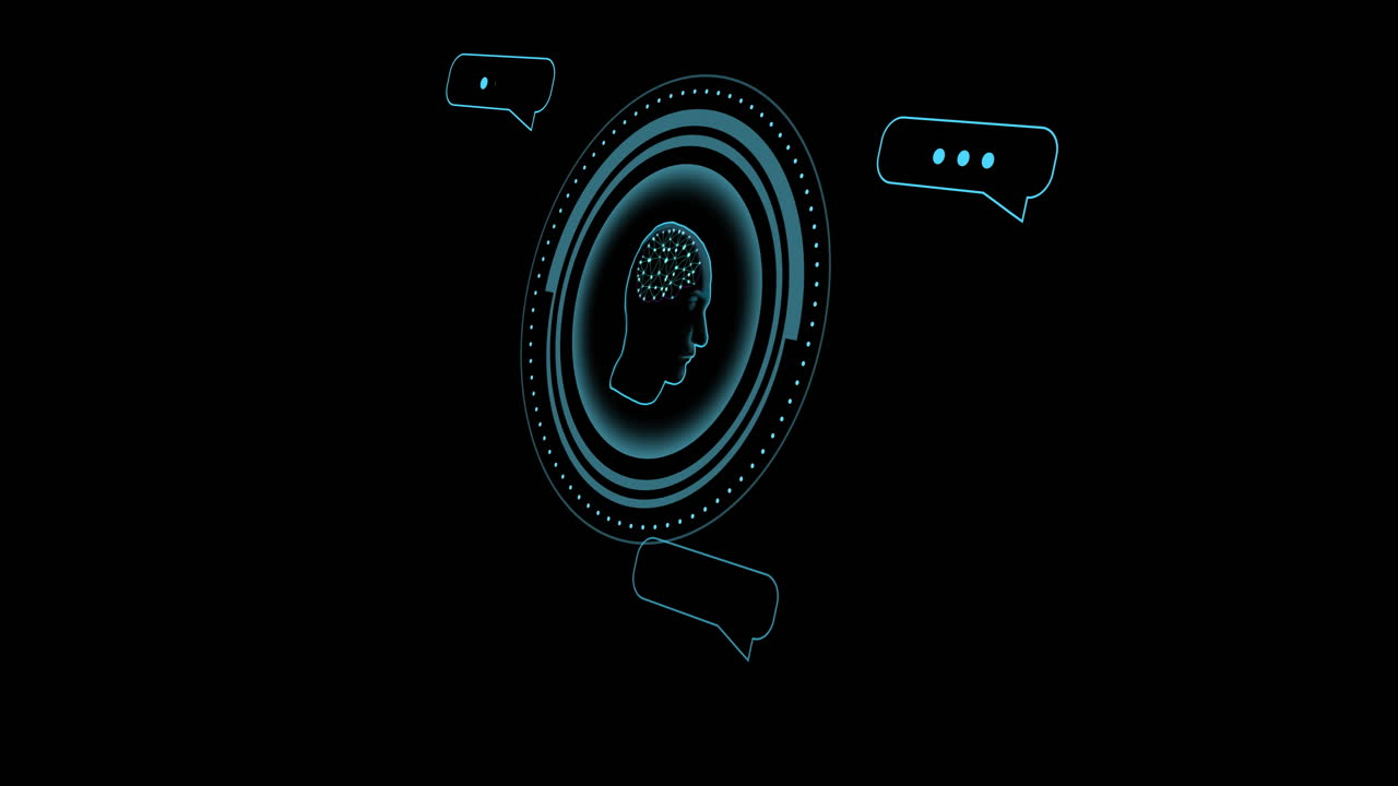 animación del cerebro humano y el procesamiento de datos de la ia sobre un fondo negro