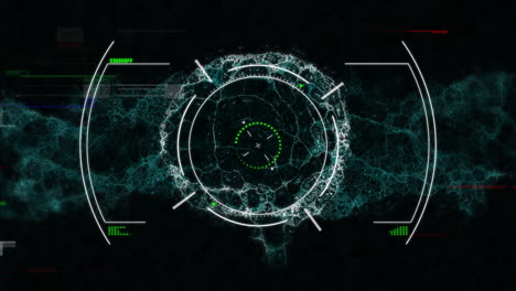 animation of circular grid with digital network connections on dark background