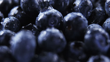 close-up of fresh blueberries with water drops