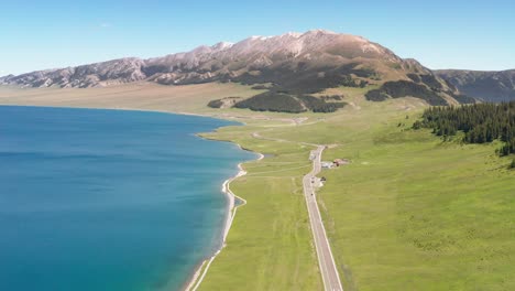 lake and grassland with a sunny day.