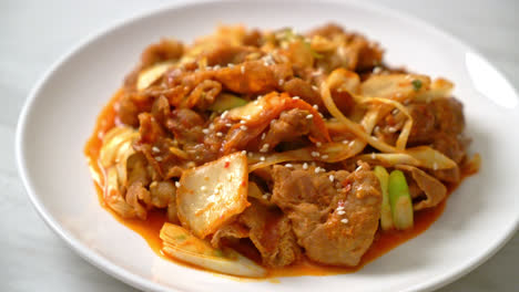 stir-fried-pork-with-Korean-spicy-paste-and-kimchi---Korean-food-style