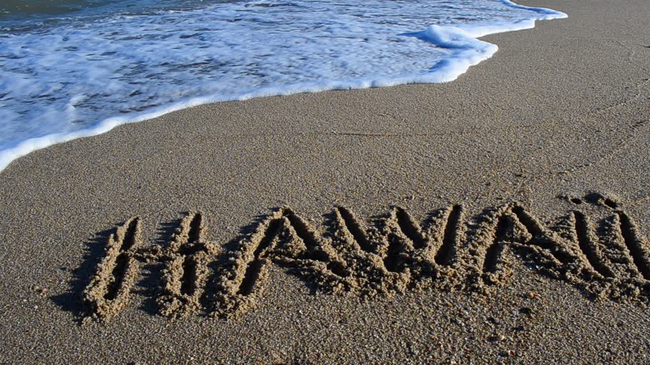 Kumda Hawaii Yazısı. Plajda Çekim.