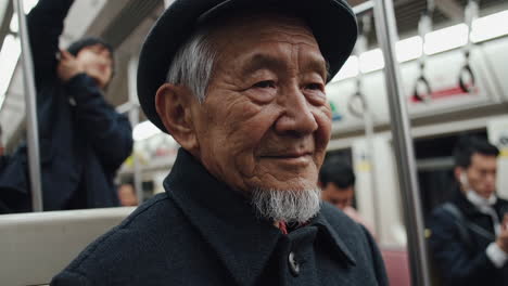 elderly man on a subway