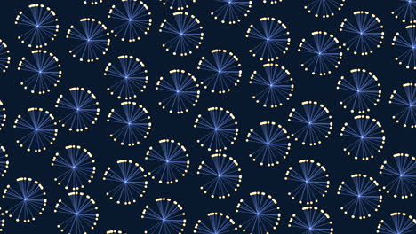 blue and white dandelion pattern on dark blue background