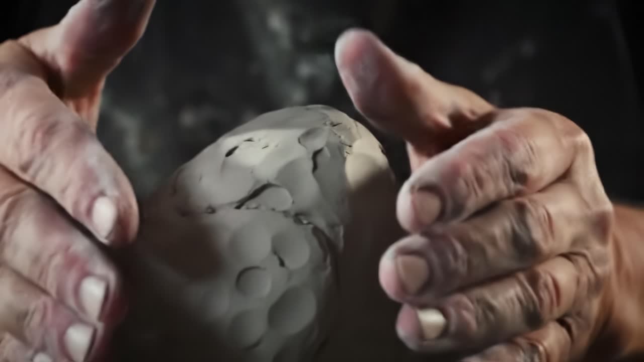 A Skilled Artisan Shapes Clay into a Unique Piece of Art, Demonstrating the Intricate Process of Sculpting in a Studio Environment with Passion and Precision