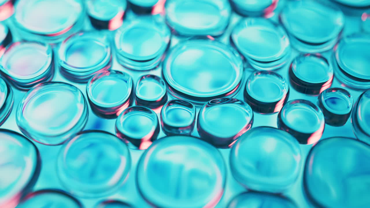 투명한 유리 거품 배경, 3d 렌더링