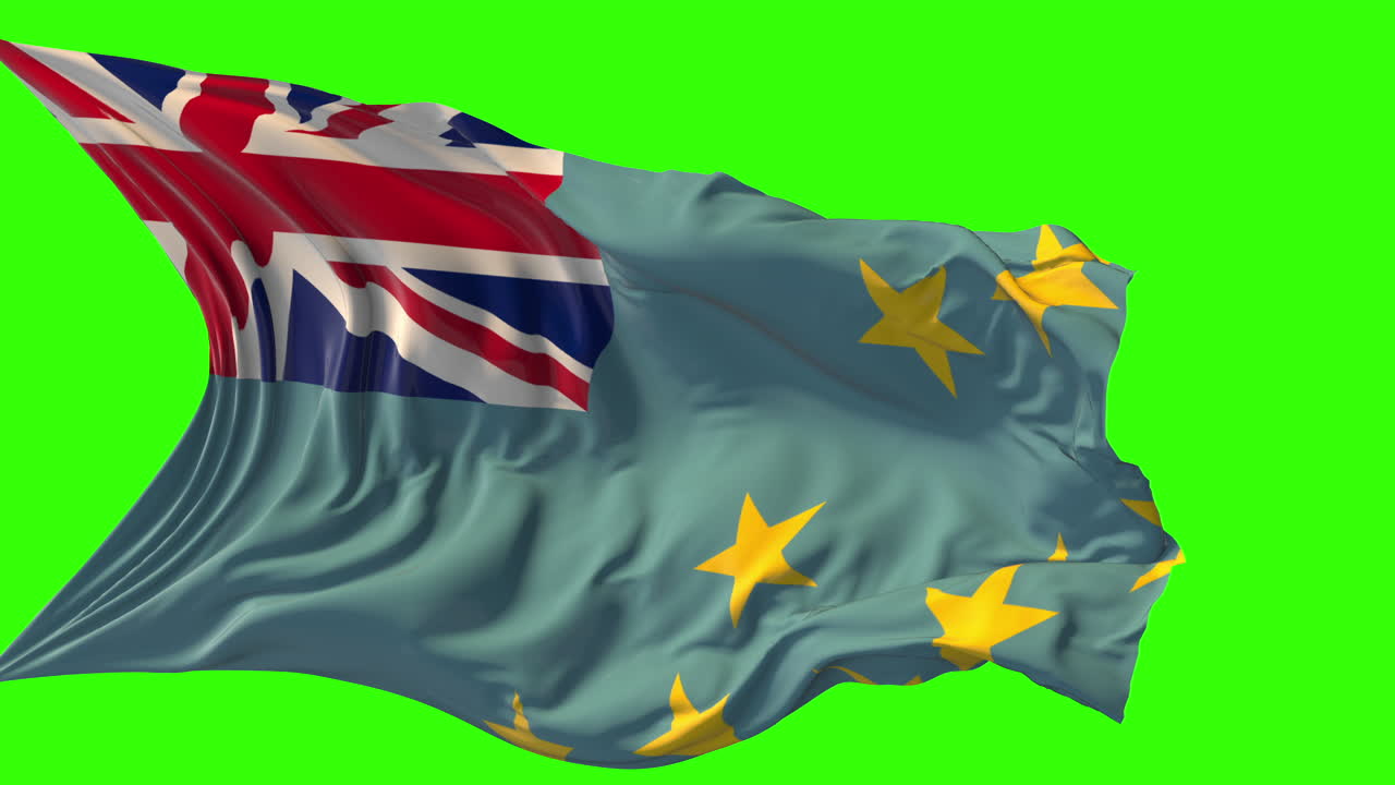 Waving flag of Tuvalu on green screen