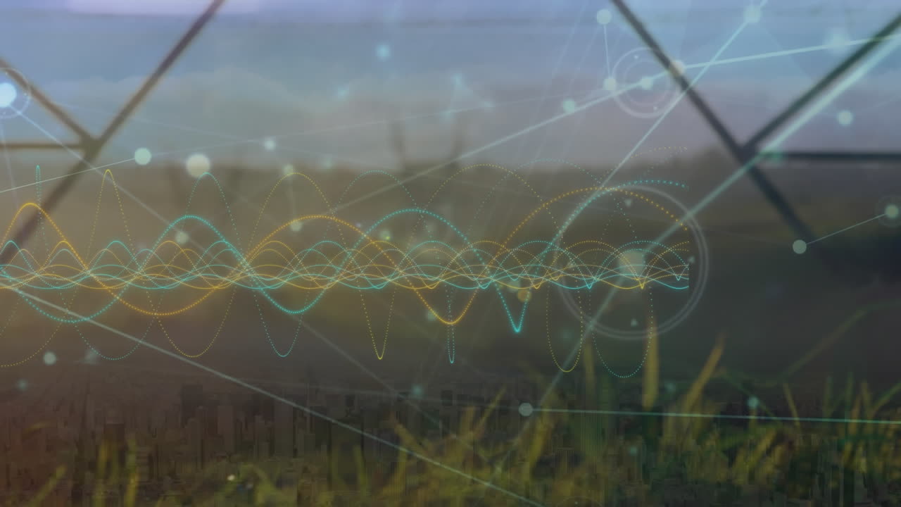 연결 네트워크를 통해 도시 풍경의 애니메이션