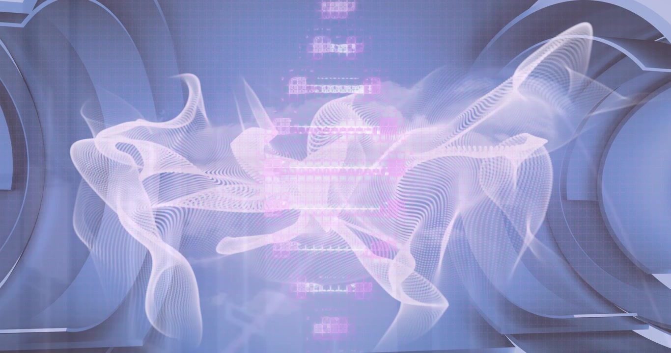 Animation of financial data processing over dna strand and white shapes