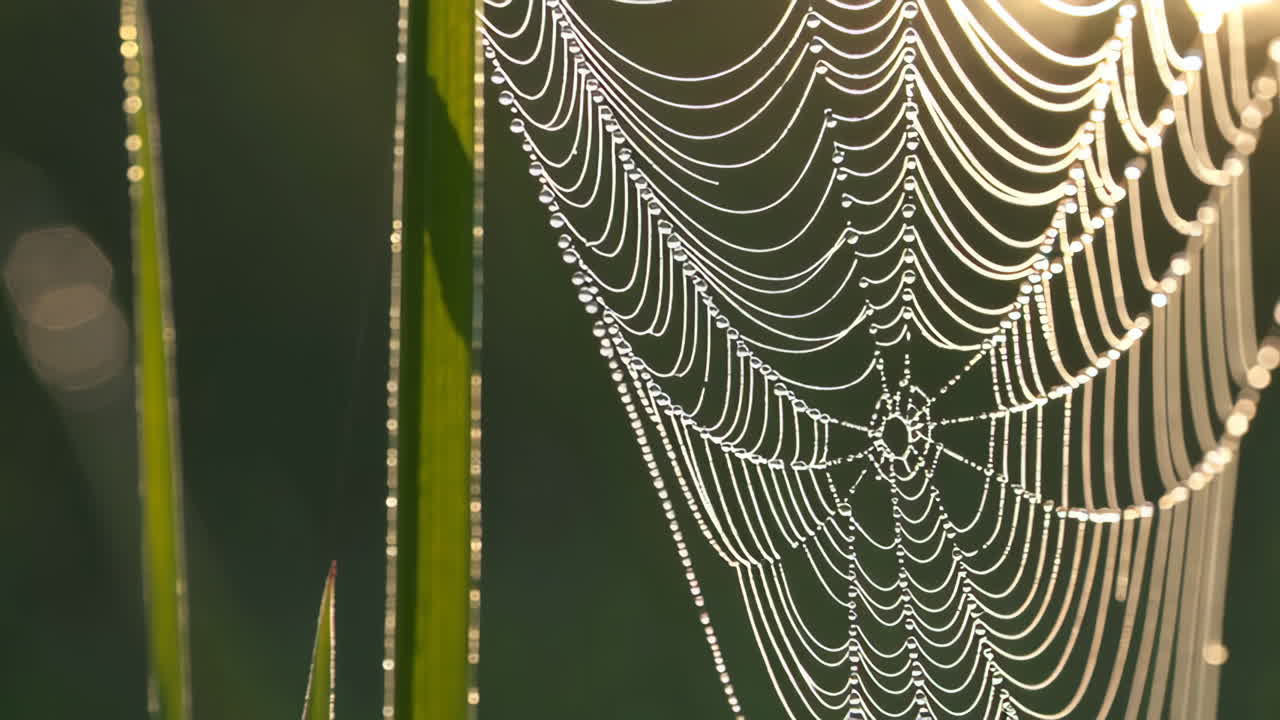 Dew-Kissed Spiderweb in the Morning Light
