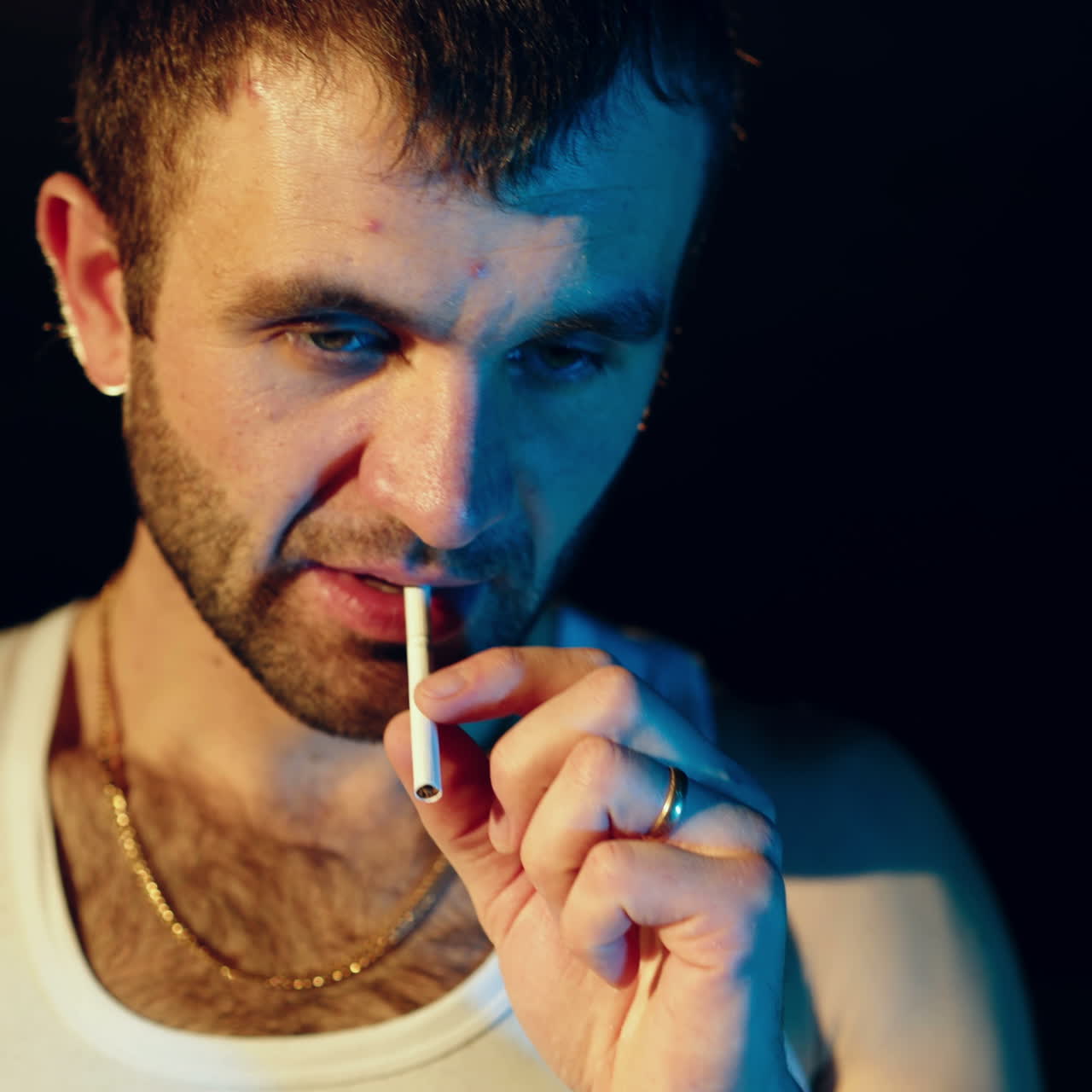 Drug dealer checks the quality of drugs. Abuse of drugs. Criminal Business Square video