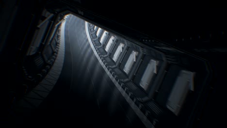 beautiful fast flight through the endless abstract tunnel. moving in futuristic spaceship tunnel looped 3d animation. seamless cg. futuristic technology concept.