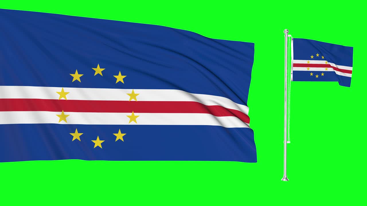 초록색 스크린: 케이프베르데의 초현실적인 루프, 바람에 흔들리는 두 개의 발, 카보 발 기둥, 매우 상세한 직물 질감 애니메이션, 3d 크로마 키